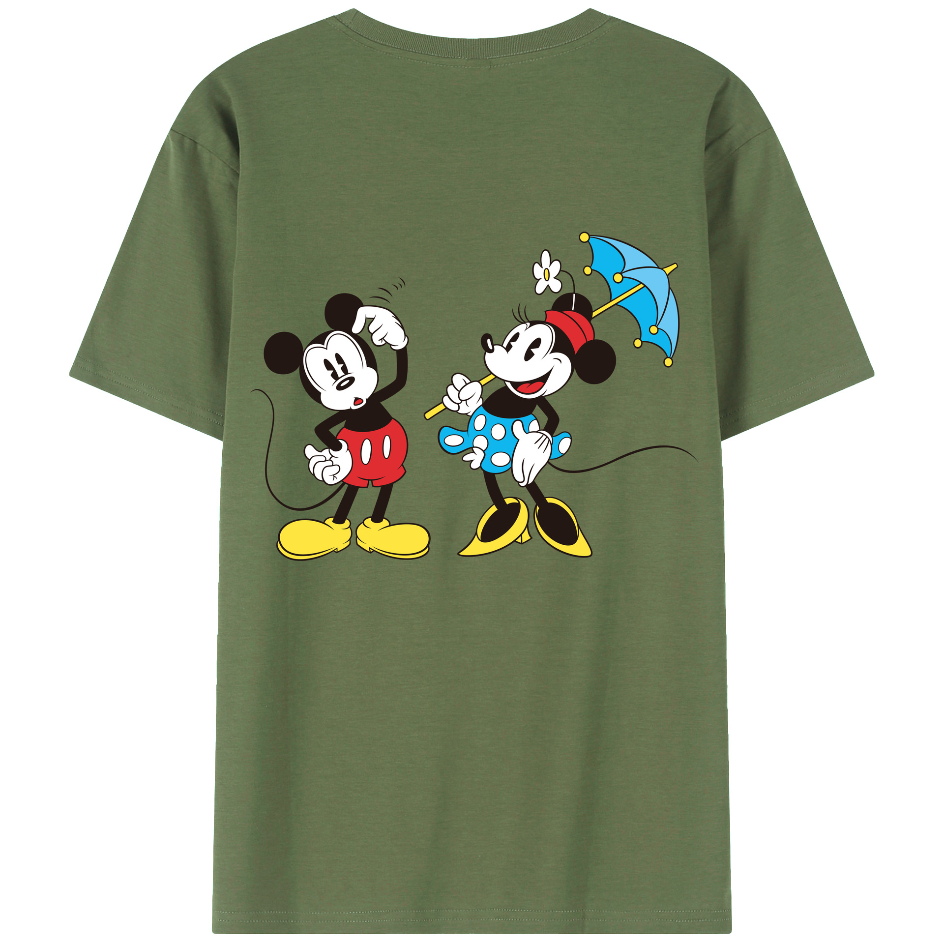 ミッキーマウス Mickey Mouse 綿100％ メンズ半袖Tシャツ（バックプリント） 通気性